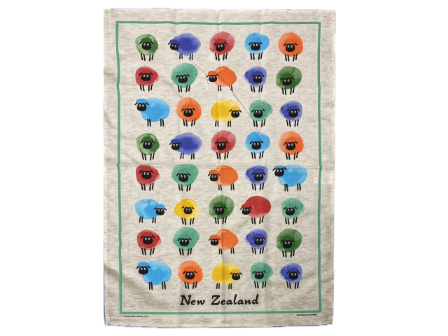 (image for) TEATOWEL WATERCOLOUR SHEEP