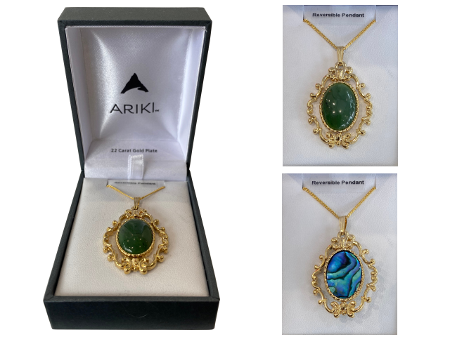 (image for) JADE/PAUA REVERSIBLE PENDANT