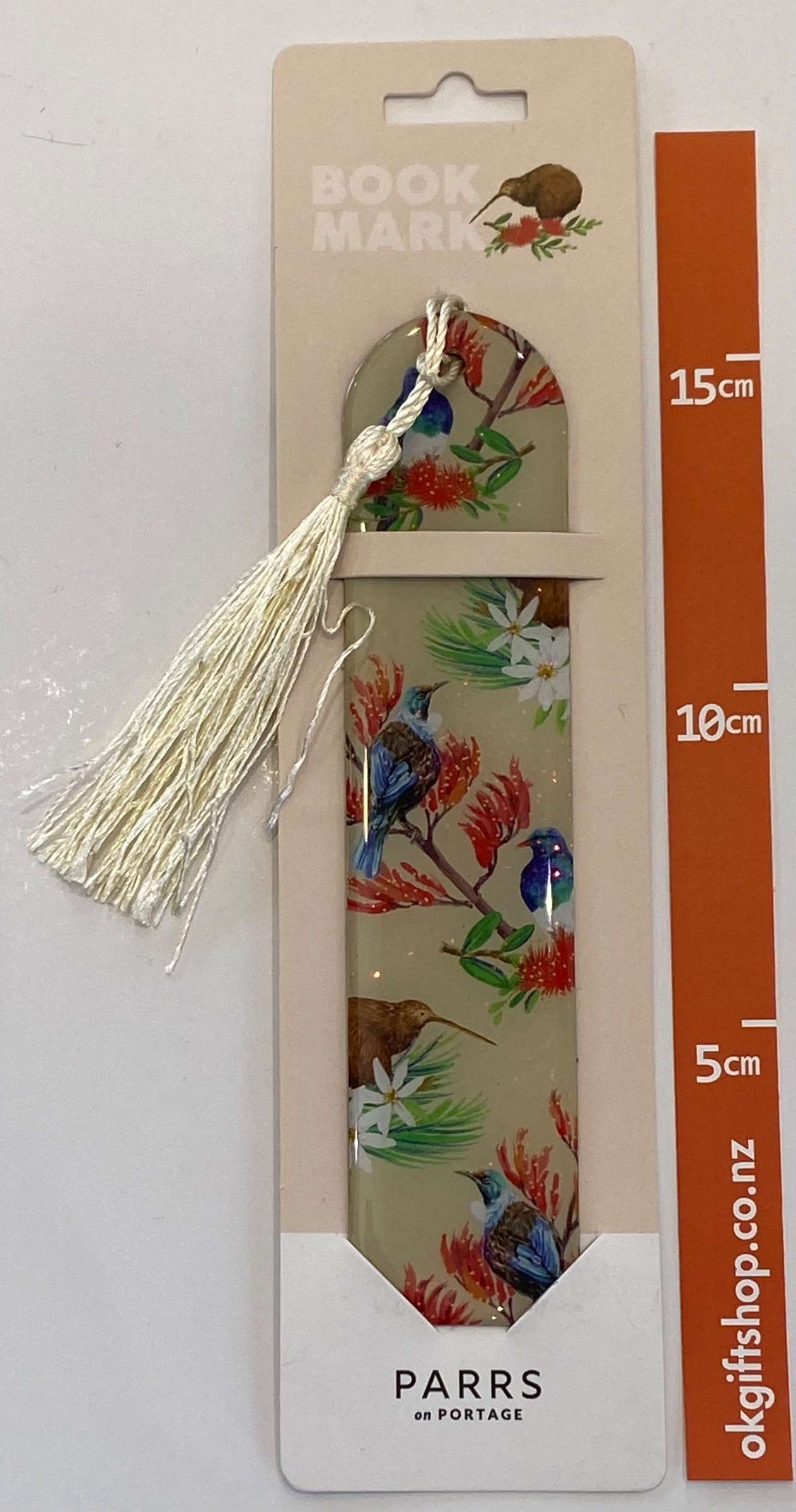 (image for) Magnetic Bookmark, Birds, Flower, Beige