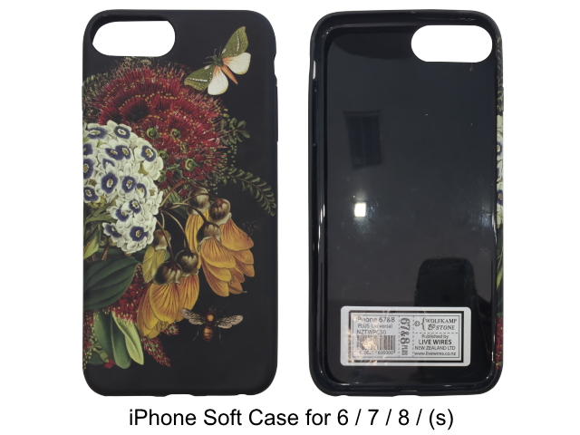 iPhone Soft Case 6 / 7 / 8 (s) - KOWHAI RATA BLACK