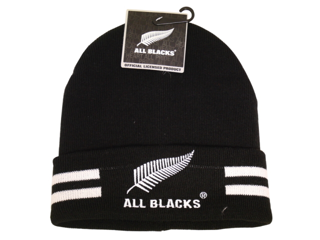 All Blacks BEANIE ACRYLIC TURN UP TWO LINES for Child