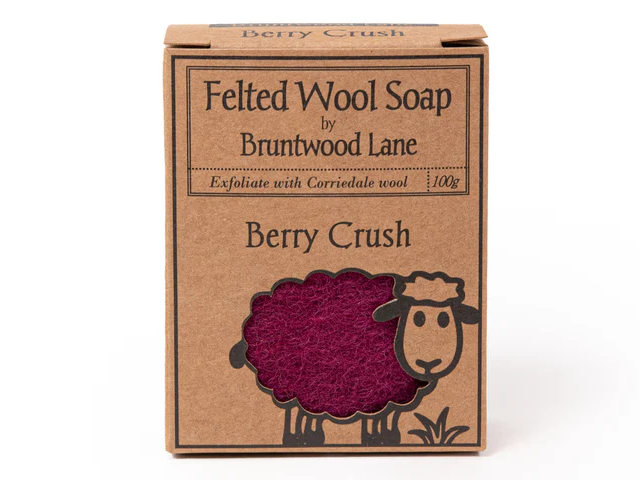 FELTED SOAP NZ WOOL - BERRY CRUSH  FELTED SOAP NZ WOOL - BERRY CRUSH