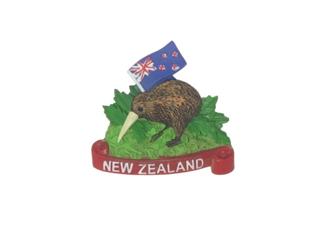New Zealand Flag and Kiwi style Resin Magnet